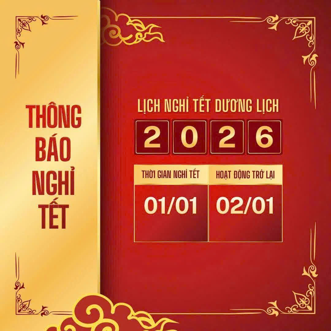 THÔNG BÁO NGHỈ TẾT DƯƠNG LỊCH 2026